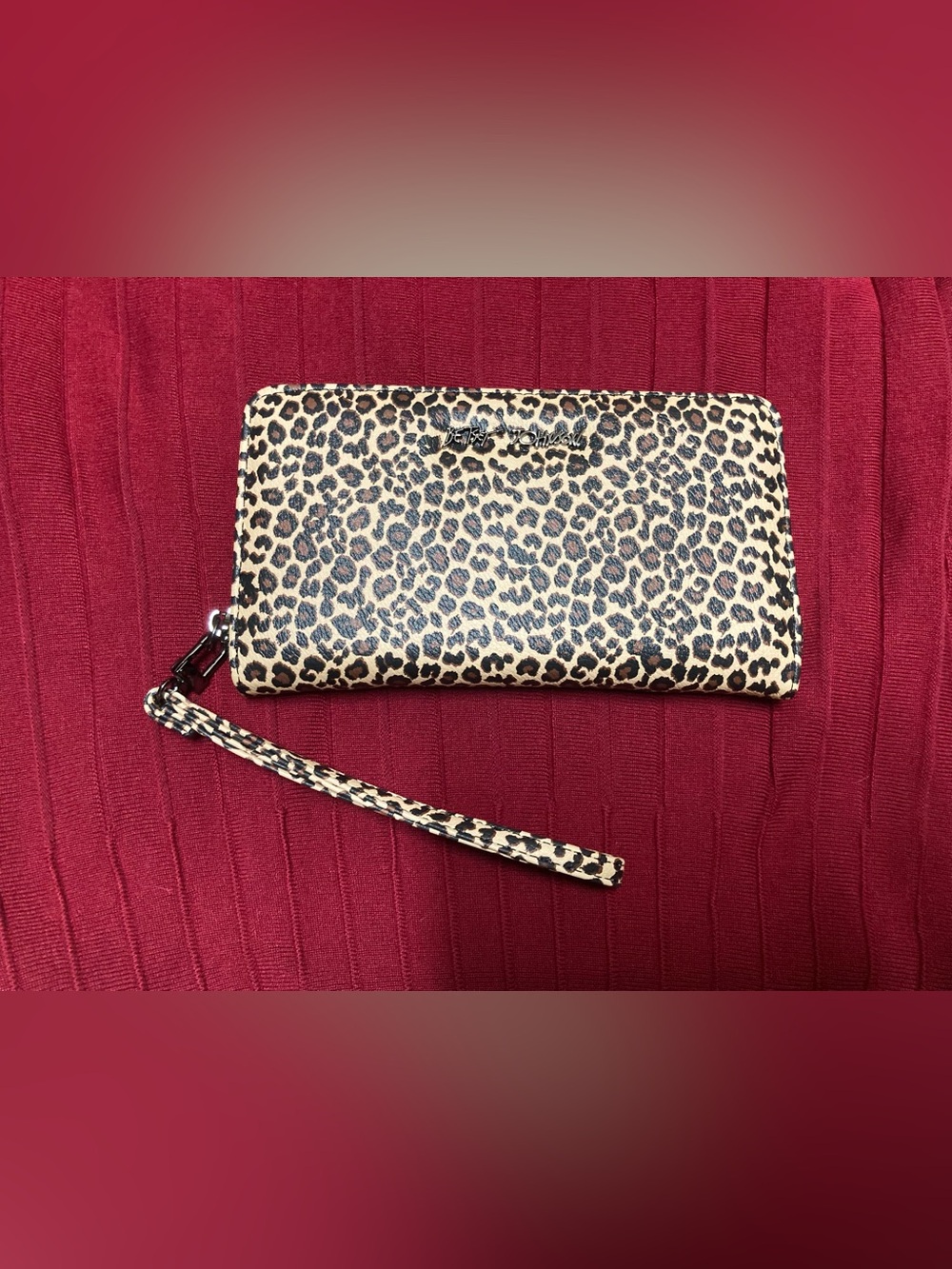 Betsey Johnson Leopard Print Zip Wallet Wristlet